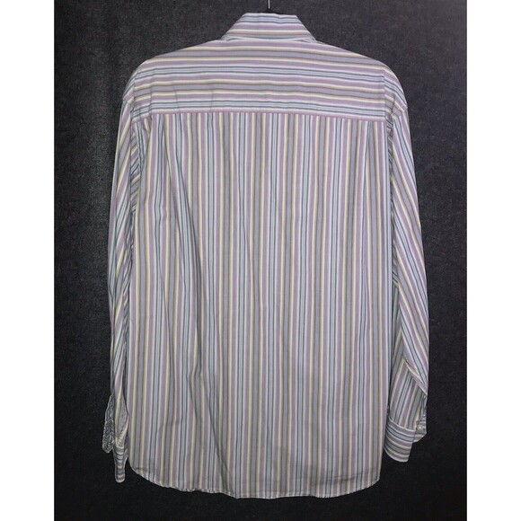 Alan Flusser Shirt Mens Medium Multicolor Striped Button Down‎ Collared Casual - Picture 6 of 9
